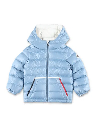 Moncler Baby Icarus Quilted Down Jacket With Fixed Hood In Blue