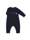 Moncler Baby's Logo Crewneck Coveralls In Blue Navy