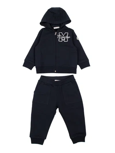 Moncler Baby Kids'  Navy Knitwear Clothing Ensemble In Black