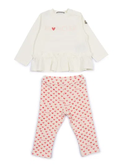 Moncler Baby Kids'  Open White Knitwear Clothing Ensemble In Multi