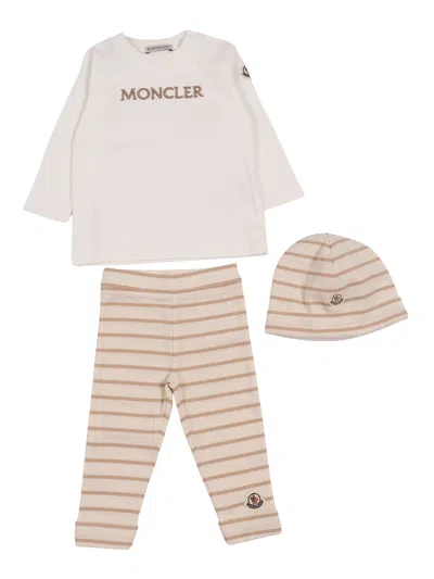 Moncler Baby Pastel Brown Clothing Ensemble + Box In Neutral