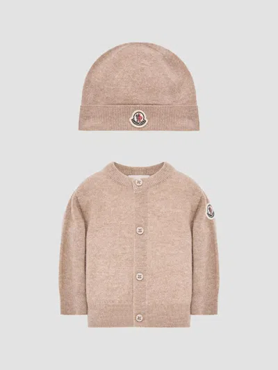 Moncler Baby's Set In Wool In Pink