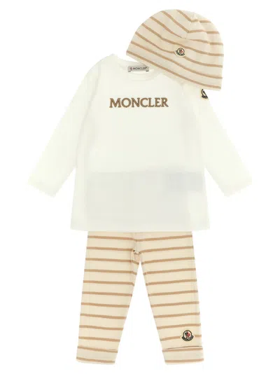 Moncler Baby Set T-shirt + Leggings + Cap In Neutral