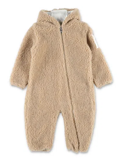 Moncler Baby Teddy Hooded Coverall In Neutral