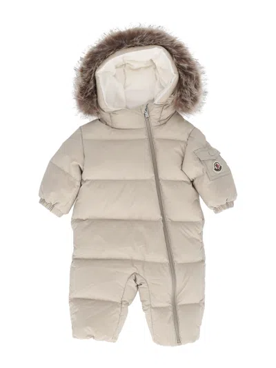 Moncler Baby Yorick Padded Snowsuit In Neutral