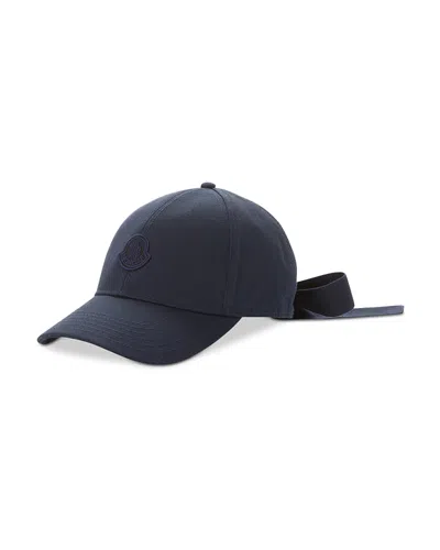 Moncler Back Tie Baseball Cap In Blue