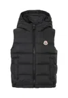 Moncler Back Waistcoat Fudo For Boy With Logo In Black