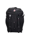 Moncler Leather-trimmed Buckle-fastening Backpack In Black