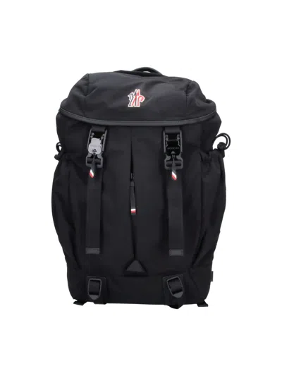 Moncler Backpack With Leather Trim In Black
