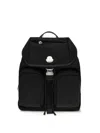 Moncler Black Leather-trimmed Backpack With Multiple Zip Pockets In Black