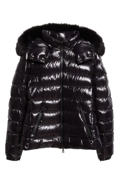 Moncler Badyf Down Jacket With Removable Hood & Removable Faux Fur Trim In Black