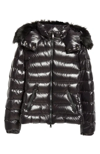 Moncler Badyf Down Puffer Jacket With Removable Hood & Removable Faux Fur Trim In Black