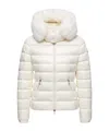 Moncler Badyf Faux Fur-trimmed Hooded Short Down Jacket In Gray