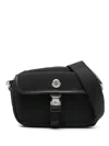 Moncler Structured Black Shoulder Bag With Metallic Clasp In Black