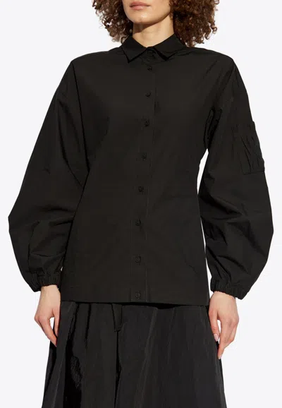 Moncler Balloon-sleeved Shirt In Black