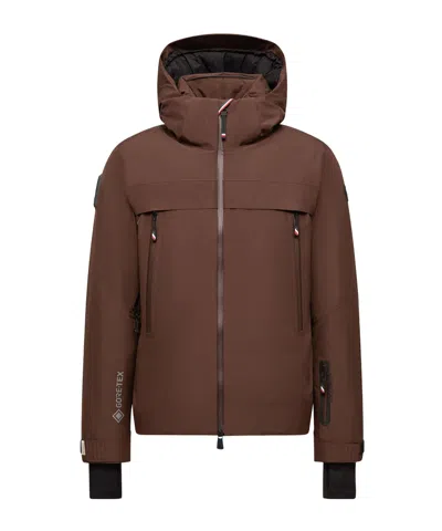 Moncler Balmhorn Hooded Gore-tex Down Ski Jacket In Brown