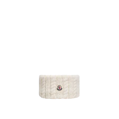 Moncler Bandeau En Alpaga Mélangé À Maille Torsadée, Femme, Blanc, Taille: Uni