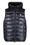 Moncler Black Orant Hooded Down Vest In Blue