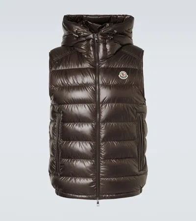 Moncler Clai Quilted Full Zip Hooded Down Vest In Black