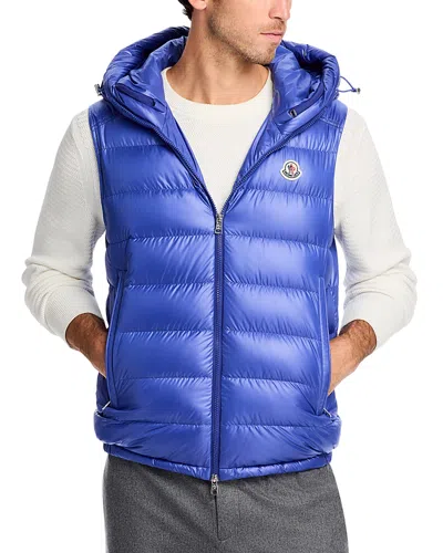 Moncler Barant Hooded Down Vest In Navy