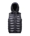 Moncler Clai Quilted Full Zip Hooded Down Vest In Blue