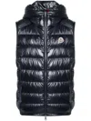 Moncler Black Orant Hooded Down Vest In Blue