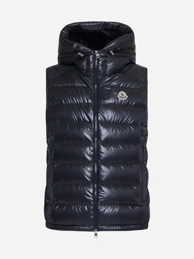 Moncler Barant Quilted Nylon Down Vest In Blu