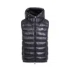 Moncler Black Orant Hooded Down Vest In Navy