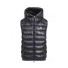 Moncler Black Orant Hooded Down Vest In Blue