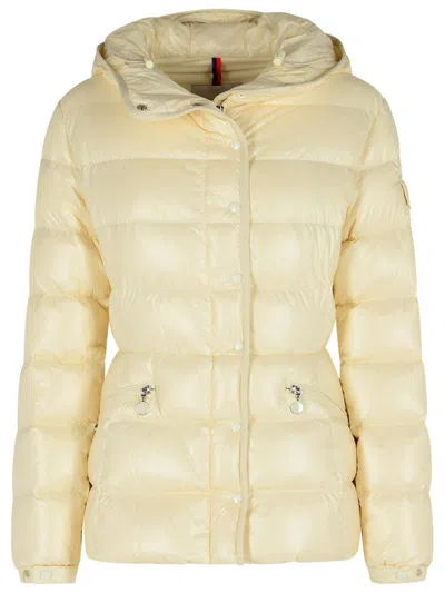 Moncler 'barante' Cream Polyamide Down Jacket In Yellow