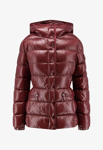 Moncler Barante Hooded Down Jacket In Bordeaux