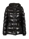 Moncler Black Down Jacket In Lacquered Nylon In Black