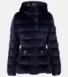 Moncler Womens Blue Barante Cinched-waist Woven-down Jacket
