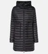 Moncler Barbel Long Nylon Down Jacket In Black