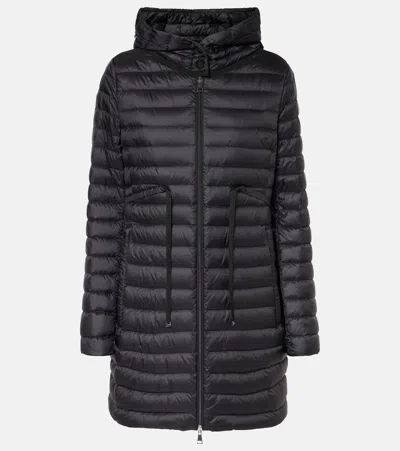 Moncler Barbel Long Nylon Down Jacket In Black