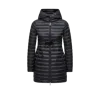 Moncler Barbel Hooded Fit & Flare Long Down Jacket Black In Black