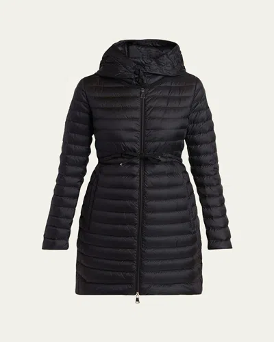 Moncler Barbel Long Down Parka In Black