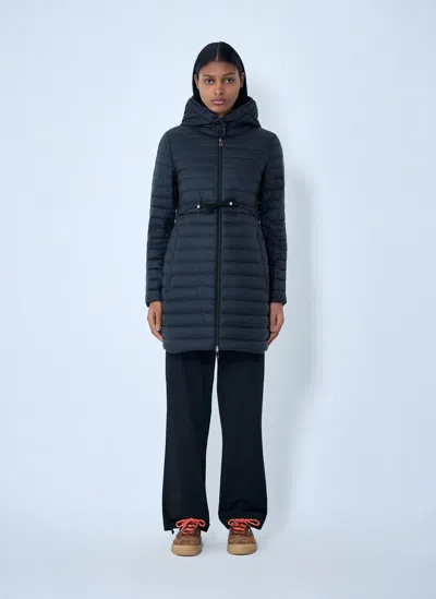 Moncler Barbel Long Parka Coat In Blue