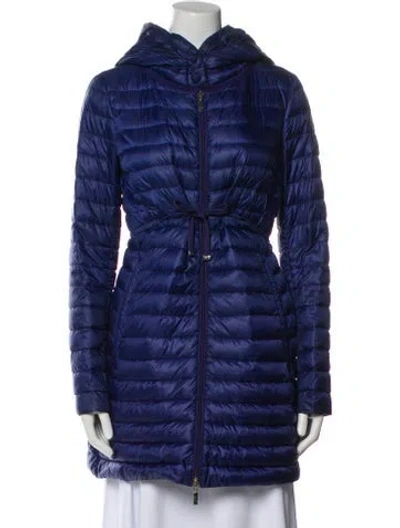 Pre-owned Moncler Barbel Striped Down Coat In Blue