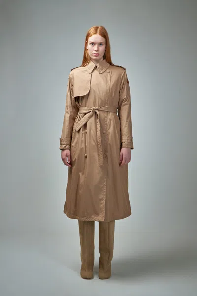 Moncler Barbentane Down Trench Coat In Beige