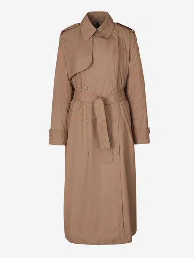 Moncler Barbetane Double-breasted Trench Coat In Brown