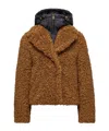 Moncler Barbot Hooded Short Padded Jacket In Brown