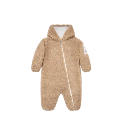Moncler Teddy Hooded Baby Grow, Children, Beige, Size: 3/6m In Neutral