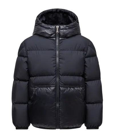 Moncler Barin Hooded Down Jacket In Blue
