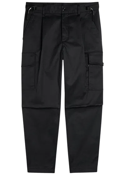 Moncler Barrel-leg Stretch-cotton Cargo Trousers In Black