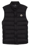 Moncler Sleeveless Quilted Coat With High Collar And Snap Closure In Black