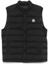 Moncler Sleeveless Quilted Coat With High Collar And Snap Closure In Black