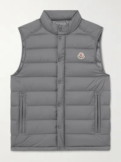 Moncler High Collar Padded Coat Front Pockets In Gray