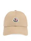 Moncler Mens Beige Logo-patch Cotton-twill Cap