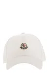 Moncler Logo Cotton Gabardine Baseball Cap In White